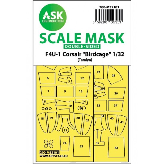 1/32 F4U-1 Corsair Birdcage Double-sided Express Fit Mask for Tamiya kits