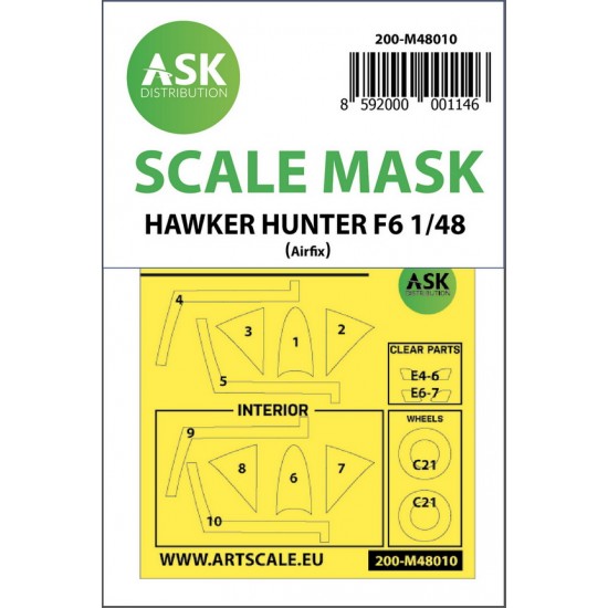 1/48 Hawker Hunter F.6 Double-sided Paint Masking for Airfix