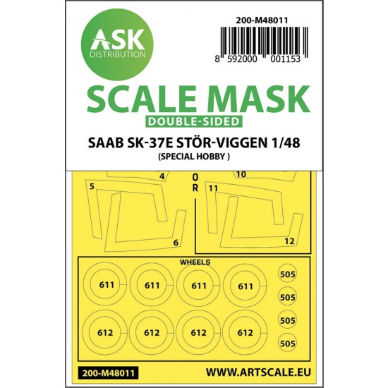 1/48 SAAB SK-37E Stor-Viggen Double-sided Paint Masking for Special Hobby