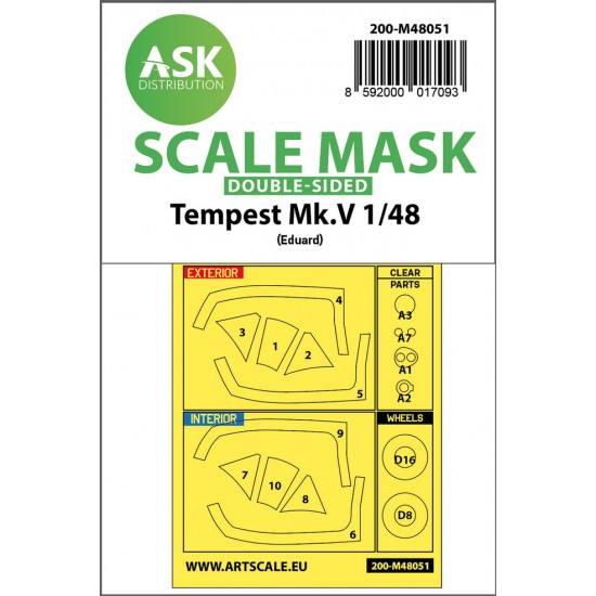 1/48 Tempest Mk.V Double-sided Paint Masking for Eduard kits