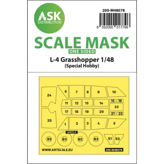 1/48 L-4 Grasshopper One-sided self-adhesive Masking for Special Hobby kits