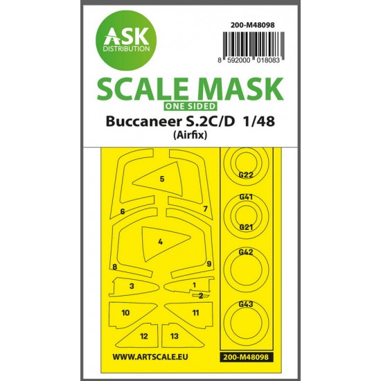 1/48 Buccaneer S.2C/D One-sided Masking self-adhesive, pre-cutted for Airfix kits