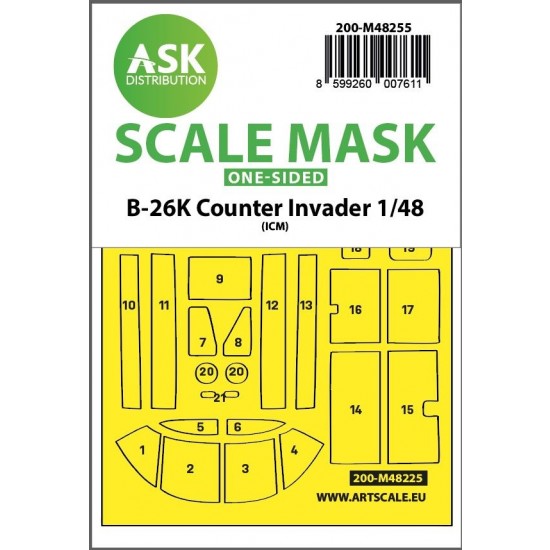 1/48 B-26K Counter Invader One-sided Express Fit Mask for ICM kits