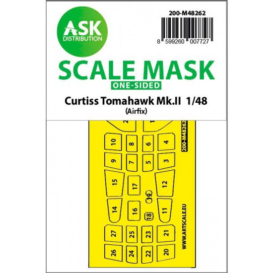 1/48 Curtiss Tomahawk Mk.II One-sided Mask for Airfix kits