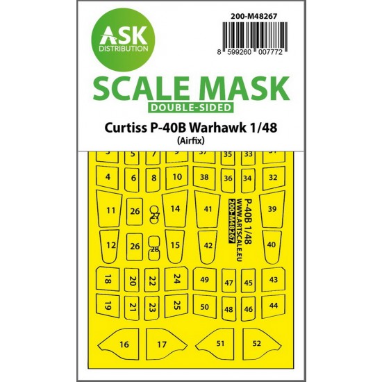 1/48 Curtiss P-40B Warhawk Double-sided Mask for Airfix kits