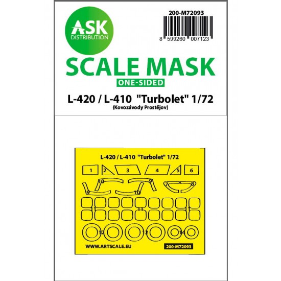 1/72 L-410 / L-420 Turbolet One-sided Express fit Mask for Kovozavody Models