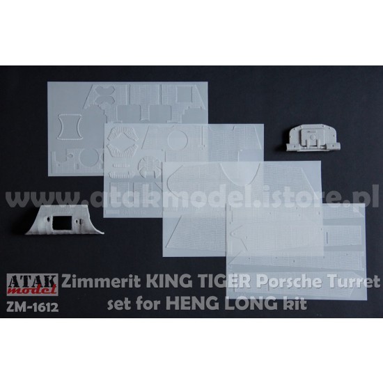 1/16 King Tiger Porsche Turret Zimmerit set for Heng Long kits