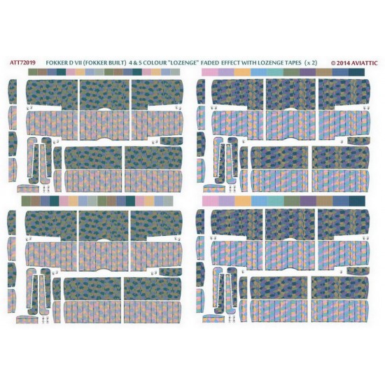 1/72 Fokker DVii (Fokker Built) 4 & 5 Colour Lozenge Faded Effect w/Lozenge Tapes (4pcs)