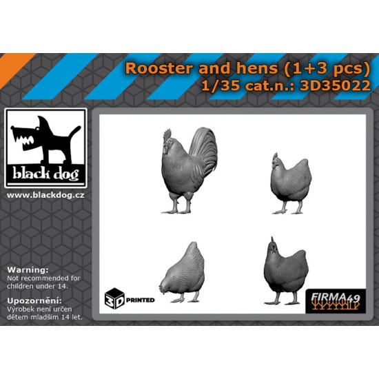 1/35 Rooster (1pc) and Hens (3pcs)