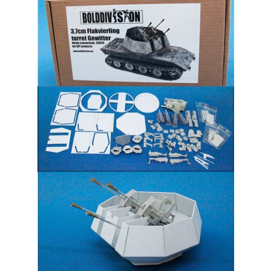 1/35 3.7cm Flakvierling Turret Gewitter for E-100/Bigger Tank