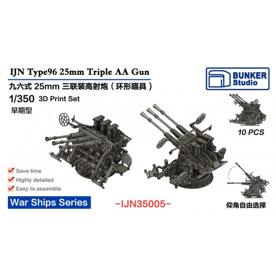 1/350 IJN Type96 25mm Triple AA Gun Iron Sight Early Type (10pcs)