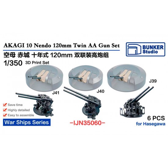 1/350 IJN AKAGI 10 Nendo 120mm Twin AA Gun Set for Hasegawa