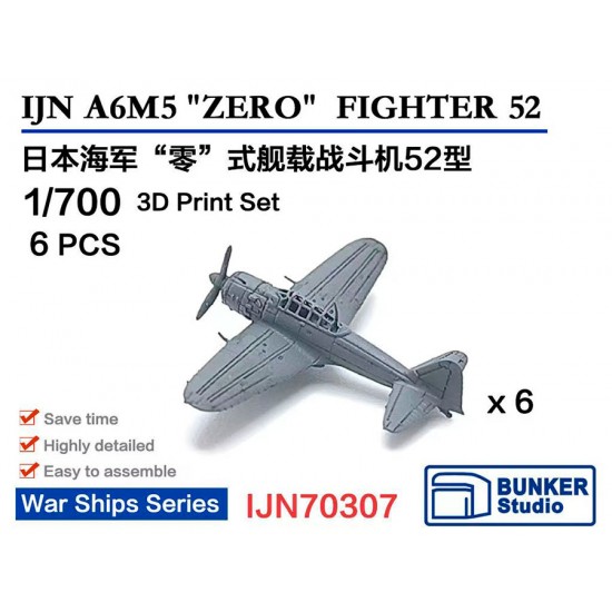 1/700 IJN A6M5 'ZERO' Fighter 52 (6pcs) with Decals