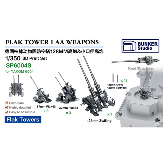 1/350 Flak Tower I Zoo Tower AA Weapons for Takom 6004