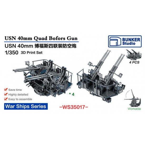 1/350 USN 40mm Quad Bofors Gun Early (4pcs)