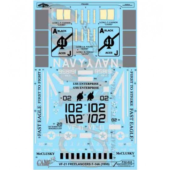 Decals for 1/32 Grumman F-14A VF-41 Black Aces