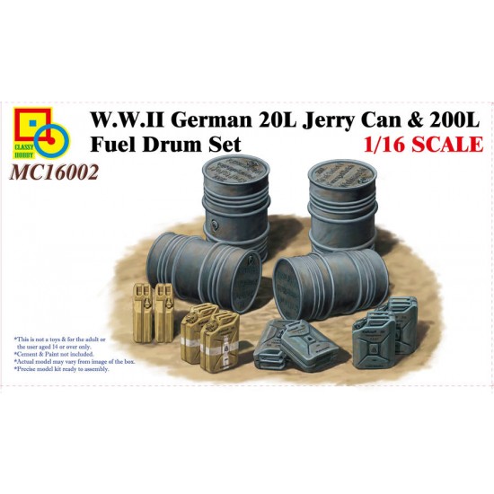 1/16 WWII German 20L Jerry Can & 200L Fuel Drum Set