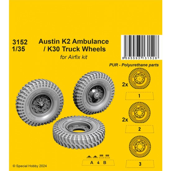 1/35 Austin K2 Ambulance / K30 Truck Wheels for Airfix kits