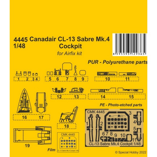 1/48 Modern Canadair CL-13 Sabre Mk.4 Cockpit set for Airfix kits