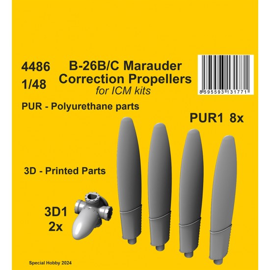 1/48 B-26B/C Marauder Correction Propellers for ICM kit