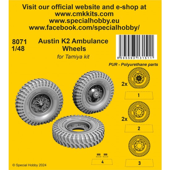 1/48 Austin K2 Ambulance Truck Wheels for Tamiya kit