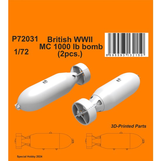 1/72 WWII British MC 1000lb Bomb Mk.I (2pcs)