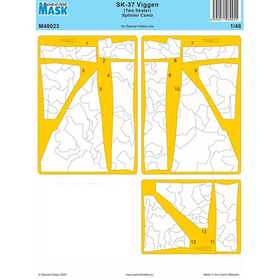 1/48 Modern Swedish SK-37 Viggen (Two Seater) Splinter Camo Mask for Special Hobby kits