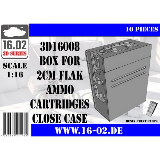 1/16 2cm Flak Ammo Cartridges Close Case Box