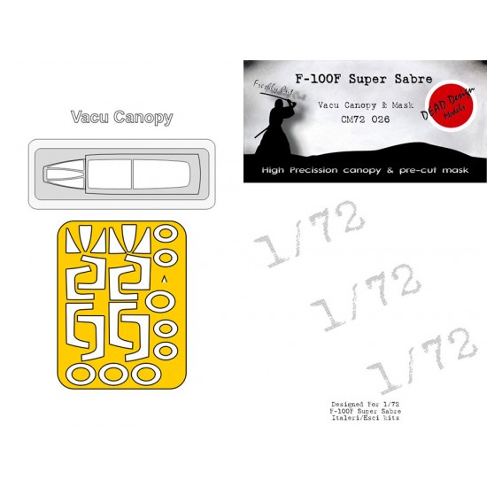 1/72 F-100F Super Sabre Vacu Canopy & Mask for Italeri/ESCI kits