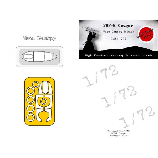 1/72 F-9F Cougar Vacu Canopy and Mask Masking for Hasegawa kits