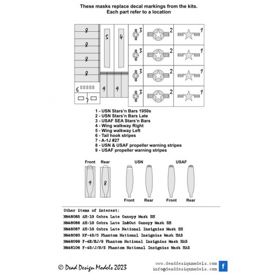 1/48 Douglas A-1H/J Skyraider National Insignias Masking