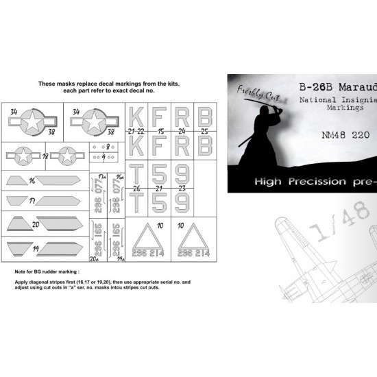 1/48 Martin B-26B Marauder Markings Masking for ICM kits