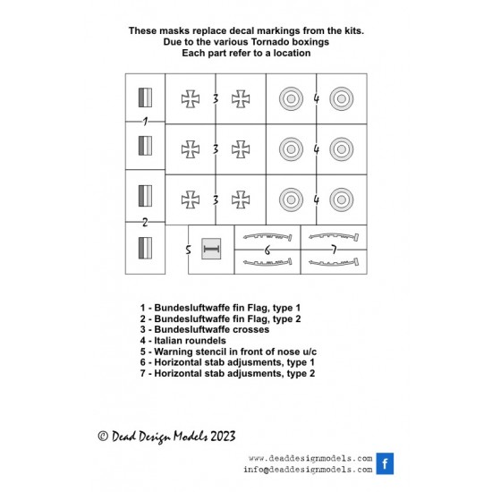 1/72 Panavia Tornado IDS National Insignias Masking for Hasegawa/Revell kits