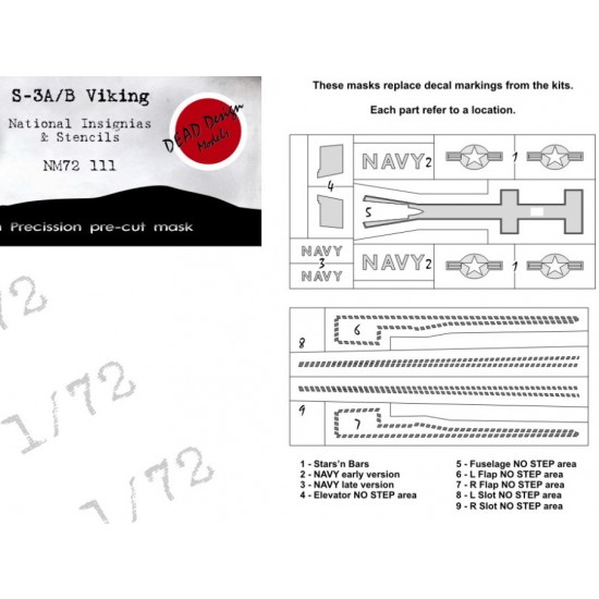 1/72 Lockheed S-3A Viking National Insignias Masking for Hasegawa/Revell kits