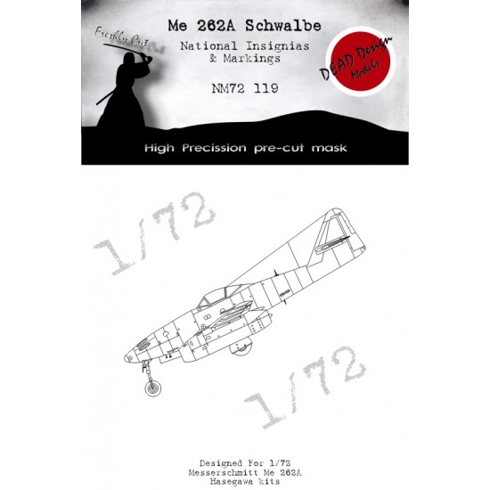 1/72 Messerschmitt Me 262 A Schwalbe National Insignias Masking for Hasegawa kits