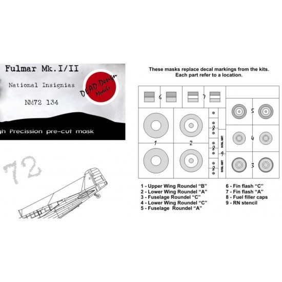 1/72 Northrop F-89D/J/H Scorpion Interceptor National Insignias Mask for Academy kits