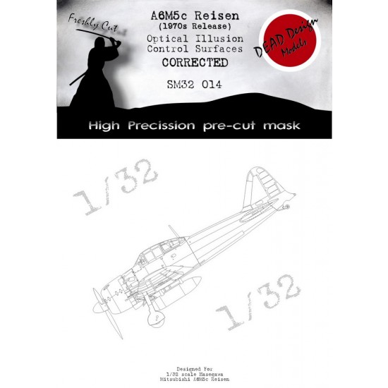 1/32 Mitsubishi A6M5c (1980) Control Surfaces Masking for Hasegawa kits