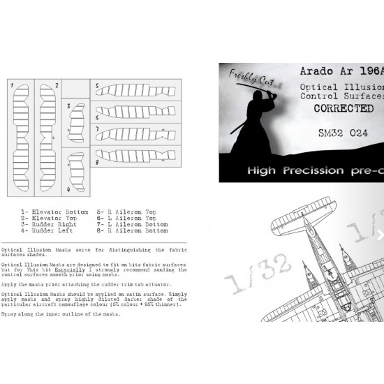 1/32 Arado Ar 196 Control Surfaces Masking for Revell kits