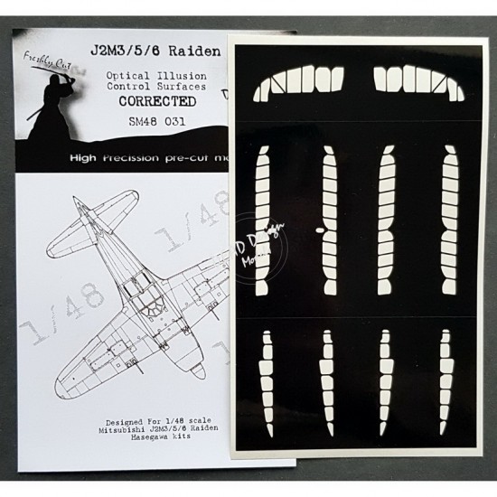 1/48 Mitsubishi J2M3/5/6 Raiden Control Surfaces Masking for Hasegawa