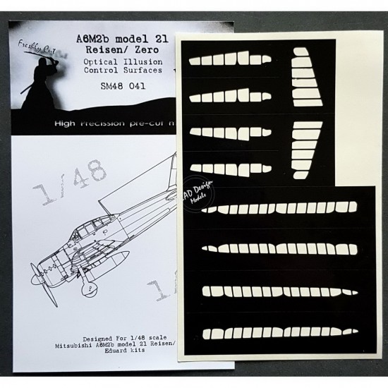 1/48 Mitsubishi A6M2b Reisen Control Surfaces Masking for Eduard kits