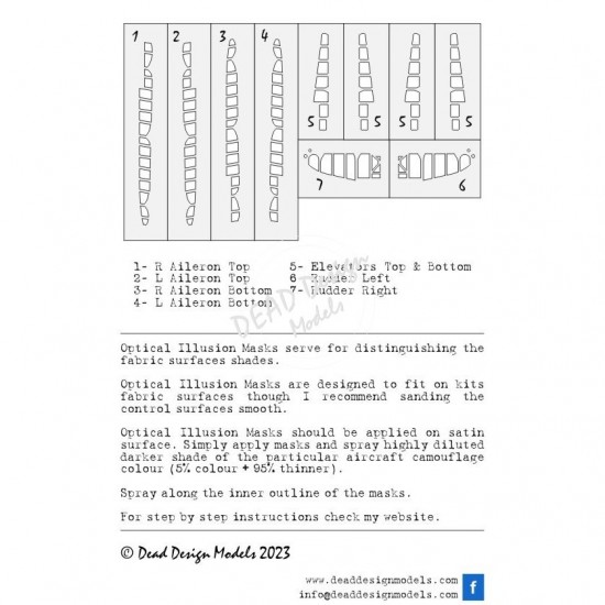 1/48 Mitsubishi A6M3 m.22 Control Surfaces Masking for Eduard kits