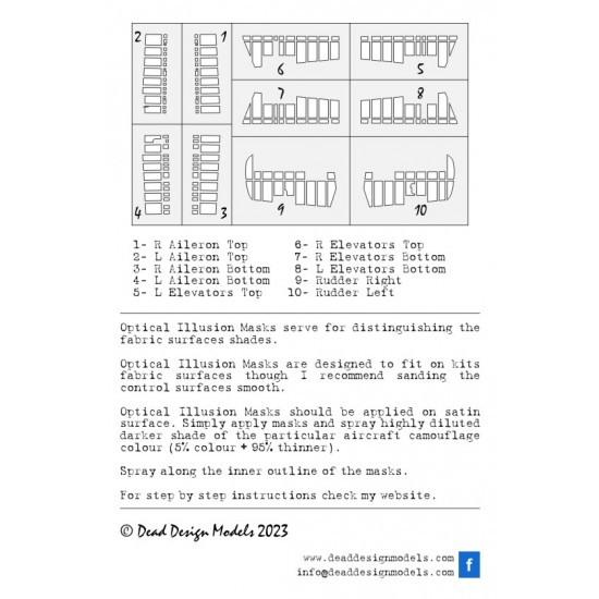 1/48 F4F-4 Wildcat Control Surfaces Paint Mask for Eduard kits