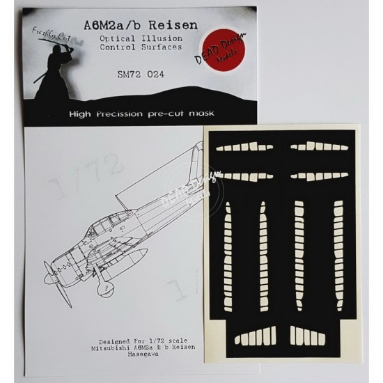 1/72 Mitsubishi A6M2b m.21 Reisen Control Surfaces Masking for Hasegawa