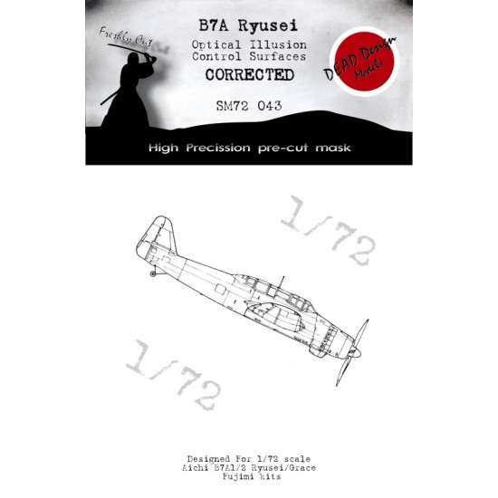 1/72 Aichi B7A Ryusei Control Surfaces Optical Illusion Masking for Fujimi kits