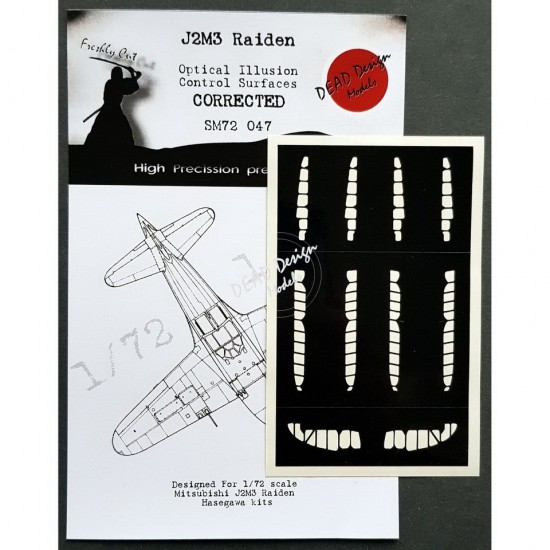 1/72 Mitsubishi J2M3 Raiden Control Surfaces Masking for Hasegawa kits