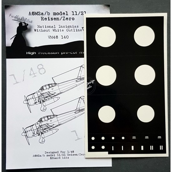 1/48 Mitsubishi A6M2a/b National Insignias Masking for Eduard kits