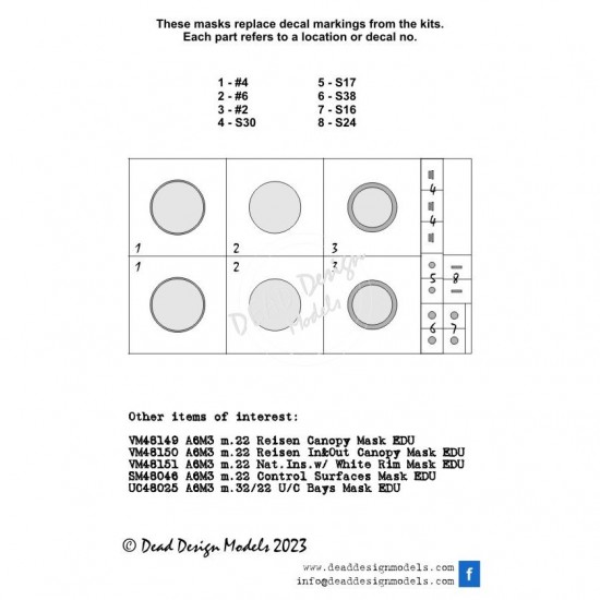 1/48 Mitsubishi A6M3 m.22 National Insignias w/White Outline Masking for Eduard kits