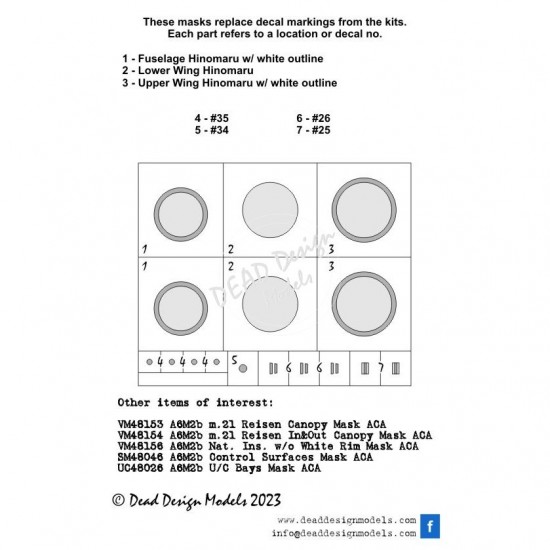 1/48 A6M2b National Insignias w/white outline Paint Mask for Academy kits