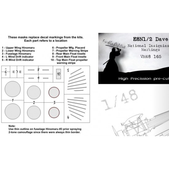 1/48 Nakajima E8N Dave National Insignias Masking for Hasegawa kits