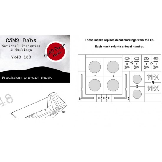 1/48 Mitsubishi C5M2 Babs National Insignias Masking for Fine Molds kits